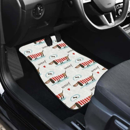 Cute Dachshund Bone Pattern Front And Back Car Mats 092813
