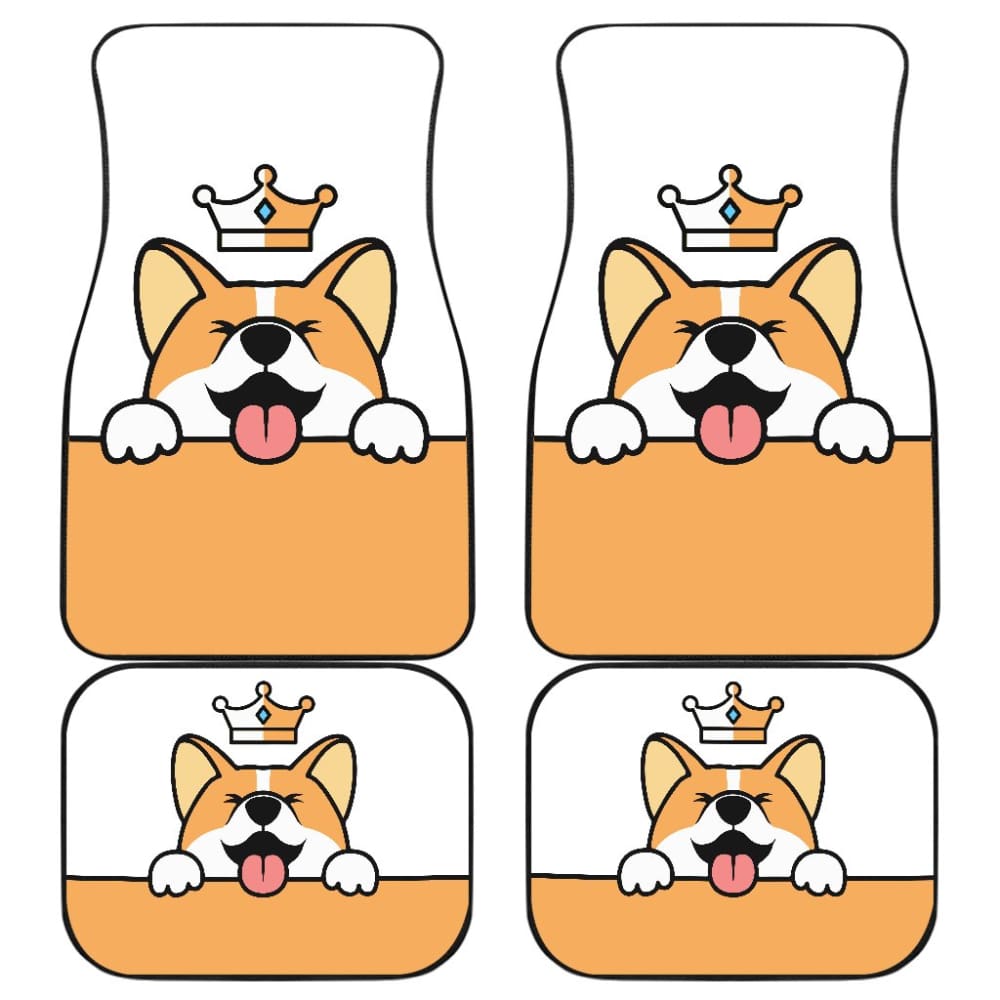 Cute Dog Corgi Royal Crown Premium Car Floor Mats 211205 - YourCarButBetter