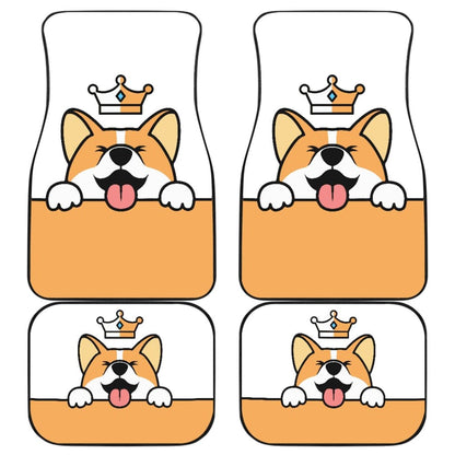 Cute Dog Corgi Royal Crown Premium Car Floor Mats 211205 - YourCarButBetter