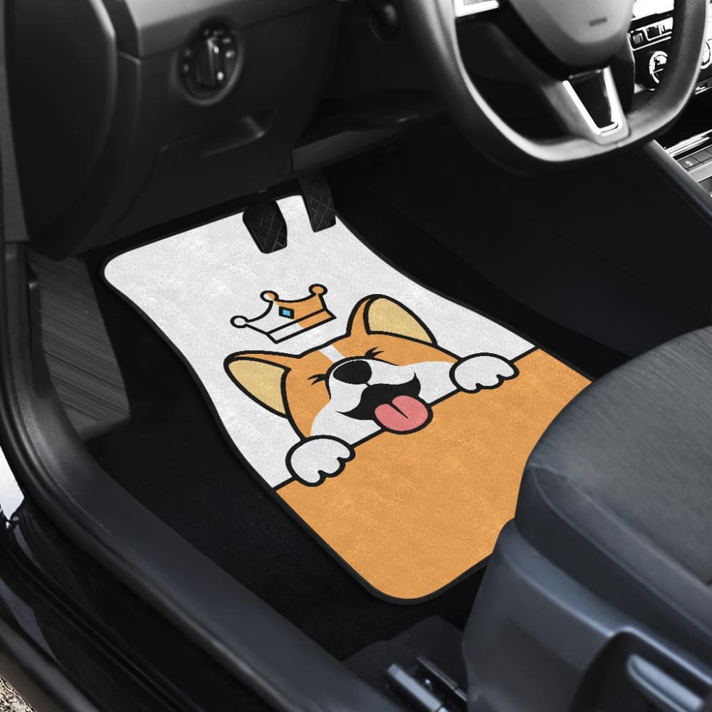 Cute Dog Corgi Royal Crown Premium Car Floor Mats 211205 - YourCarButBetter