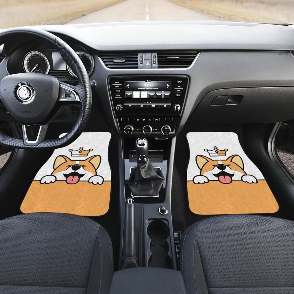 Cute Dog Corgi Royal Crown Premium Car Floor Mats 211205 - YourCarButBetter