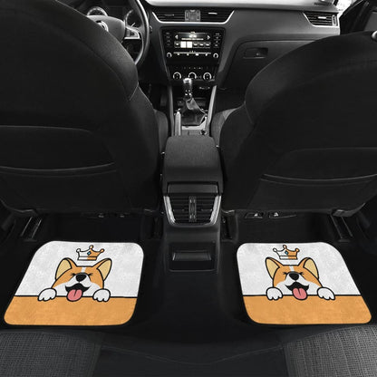 Cute Dog Corgi Royal Crown Premium Car Floor Mats 211205 - YourCarButBetter