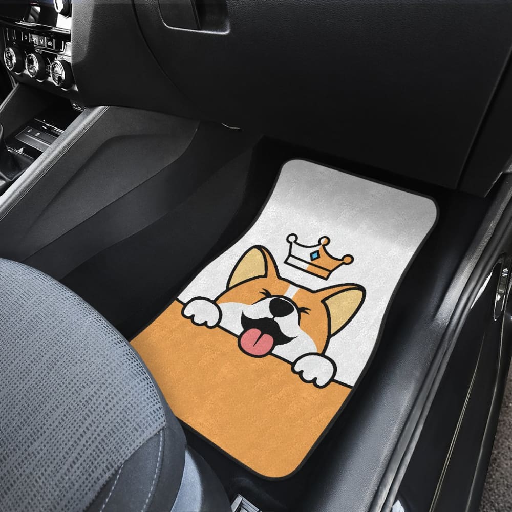 Cute Dog Corgi Royal Crown Premium Car Floor Mats 211205 - YourCarButBetter