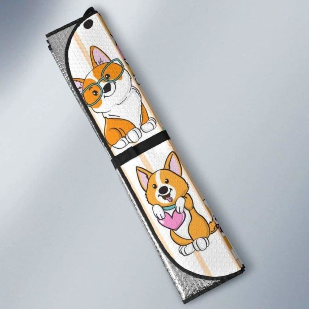 Cute Dog Corgi Striped Background Pattern Car Auto Sun Shades 085424 - YourCarButBetter