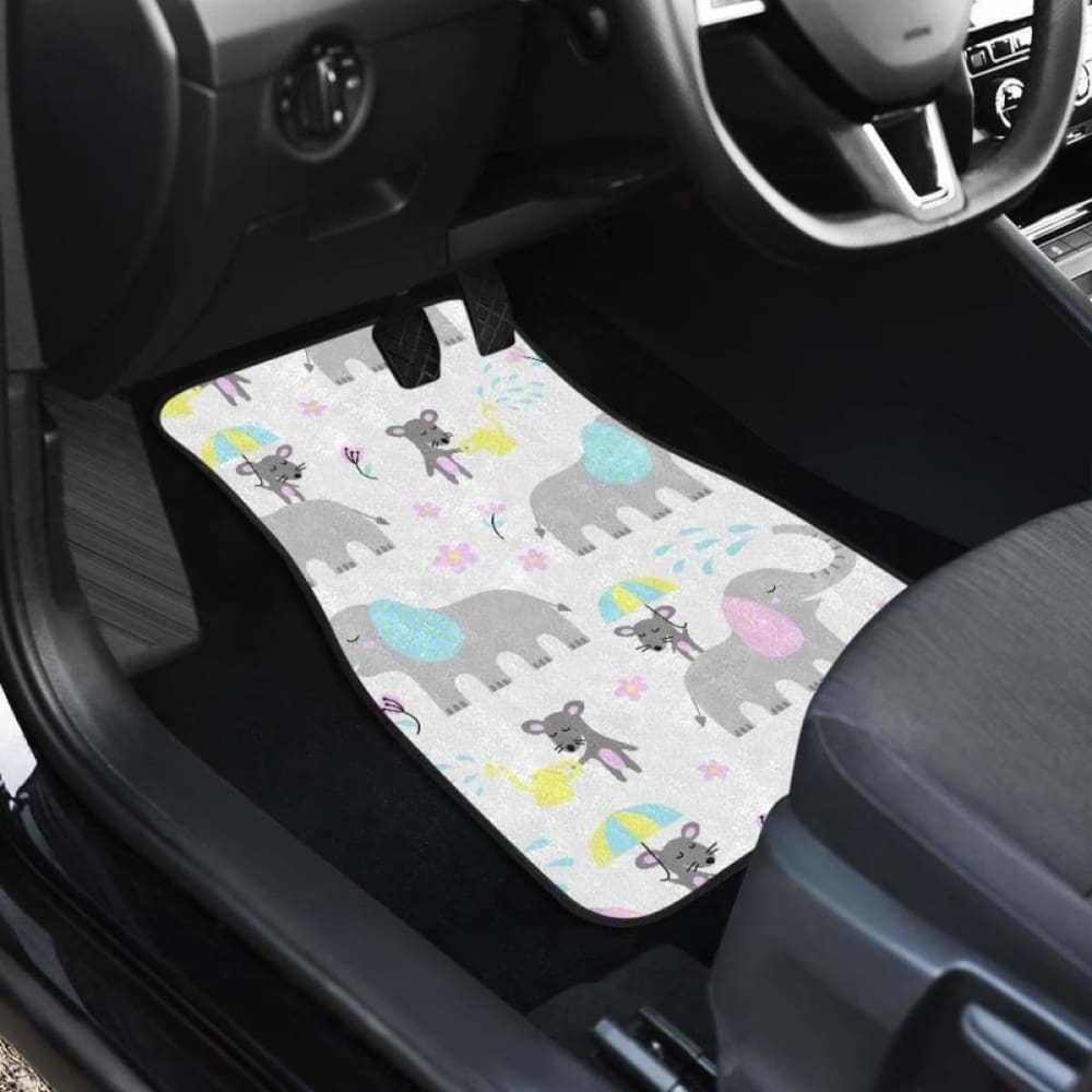 Cute Elephant Mouse Pattern Front And Back Car Mats 202820 - YourCarButBetter