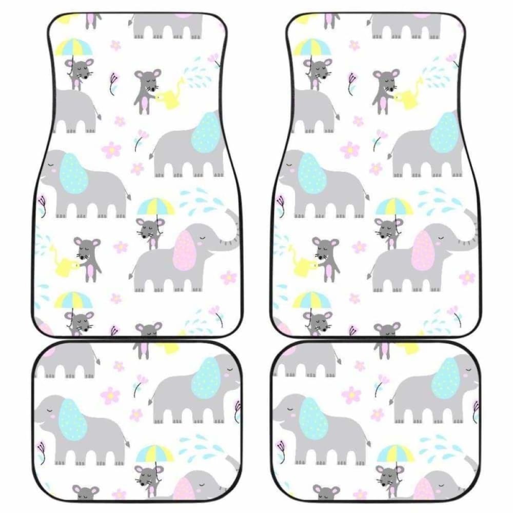 Cute Elephant Mouse Pattern Front And Back Car Mats 202820 - YourCarButBetter