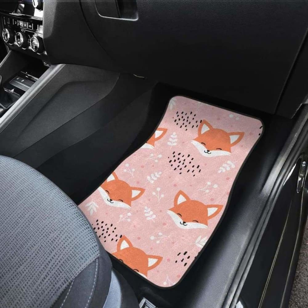Cute Fox Pattern Pink Background Front And Back Car Mats 200217