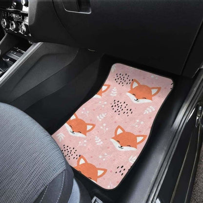 Cute Fox Pattern Pink Background Front And Back Car Mats 200217