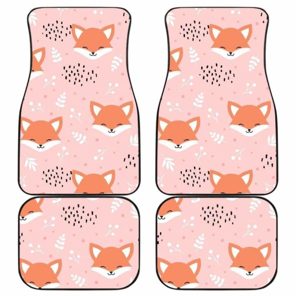Cute Fox Pattern Pink Background Front And Back Car Mats 200217