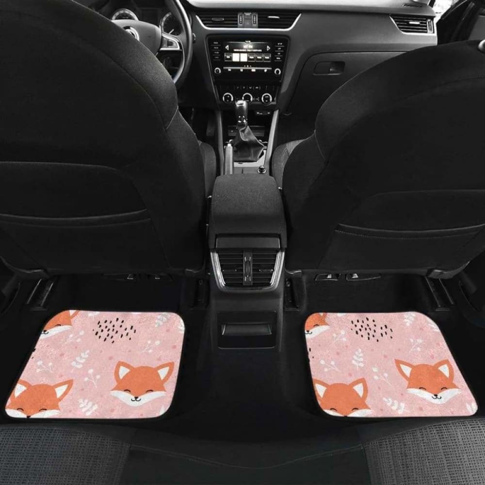 Cute Fox Pattern Pink Background Front And Back Car Mats 200217