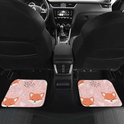 Cute Fox Pattern Pink Background Front And Back Car Mats 200217