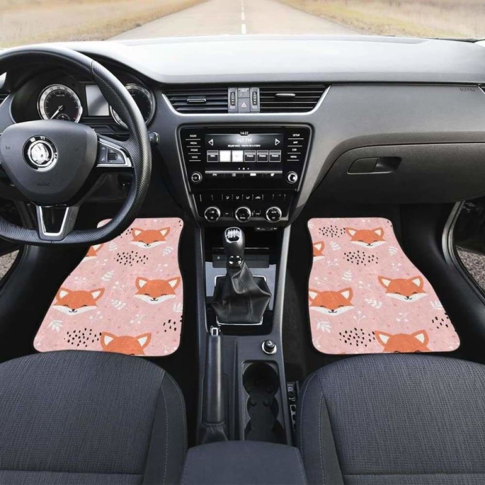 Cute Fox Pattern Pink Background Front And Back Car Mats 200217