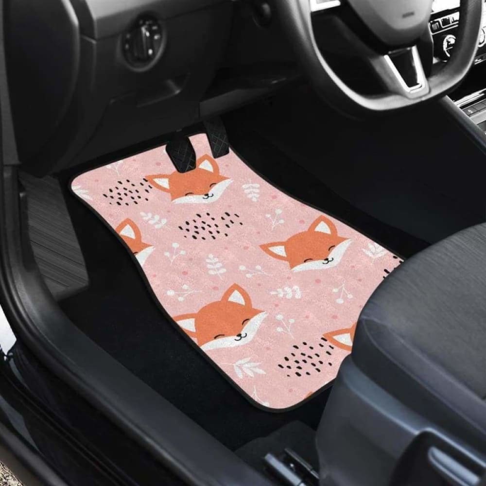 Cute Fox Pattern Pink Background Front And Back Car Mats 200217