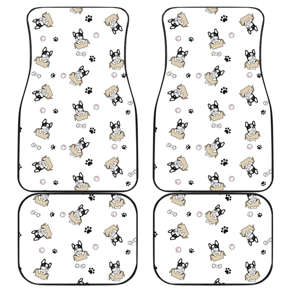 Cute French Bulldog Dog Print On White Car Floor Mats 210602