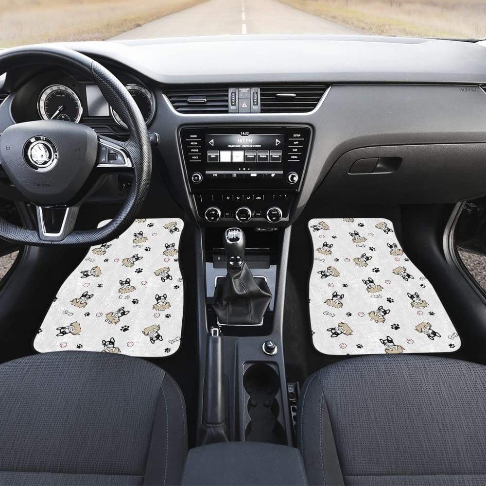 Cute French Bulldog Dog Print On White Car Floor Mats 210602