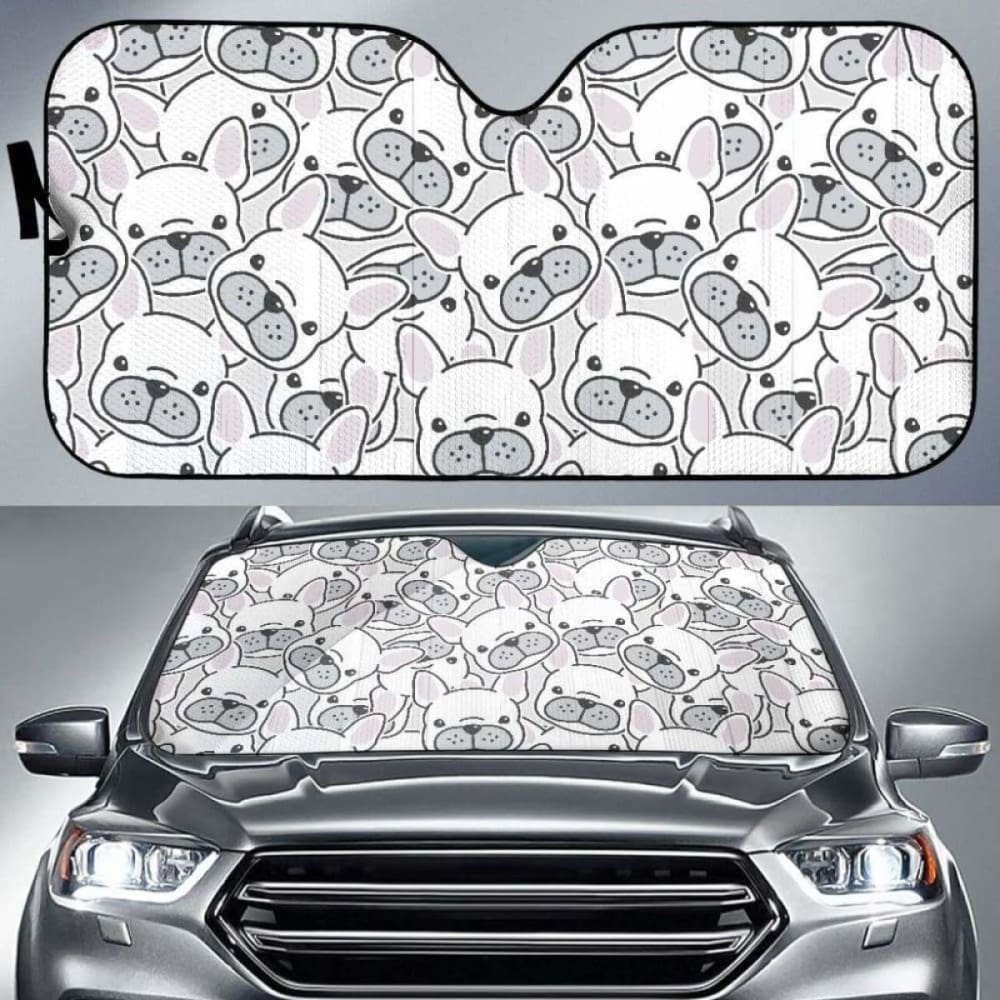 Cute French Bulldog Head Pattern Car Auto Sun Shades 172609 - YourCarButBetter