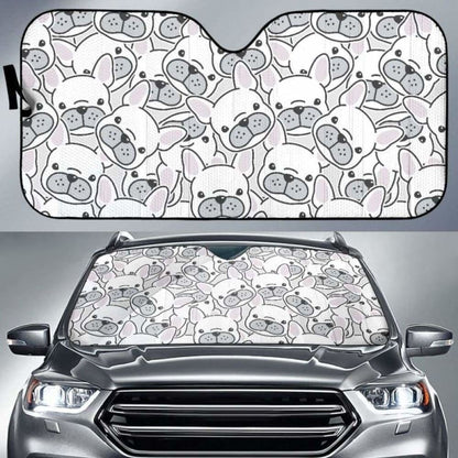 Cute French Bulldog Head Pattern Car Auto Sun Shades 172609 - YourCarButBetter