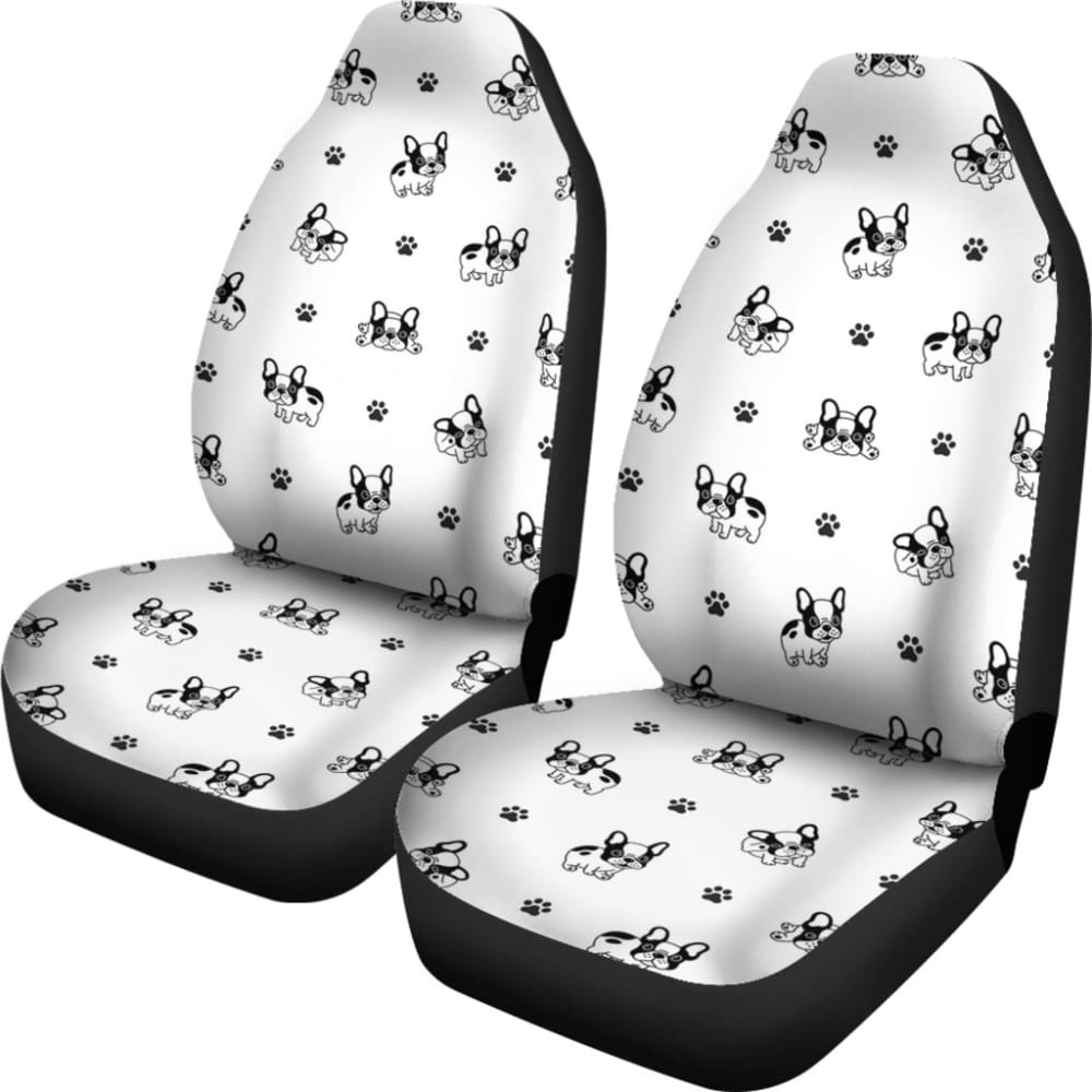 Cute French Bulldog Paw Pattern Car Seat Covers 210602