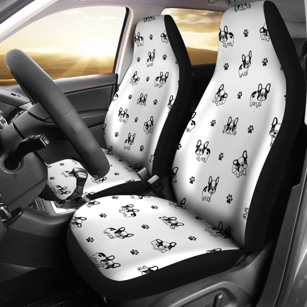 Cute French Bulldog Paw Pattern Car Seat Covers 210602