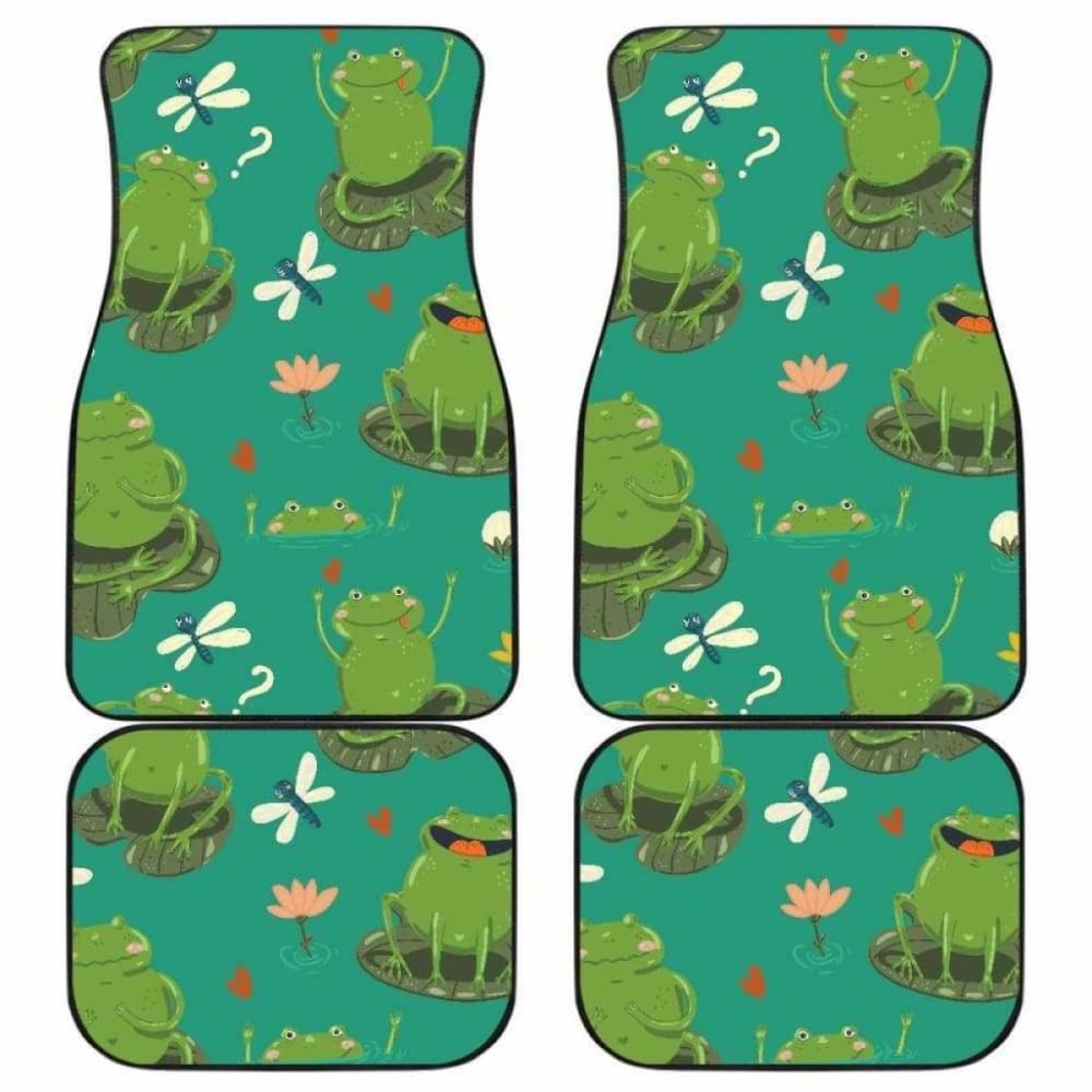 Cute Frog Dragonfly Design Pattern Front And Back Car Mats 135711