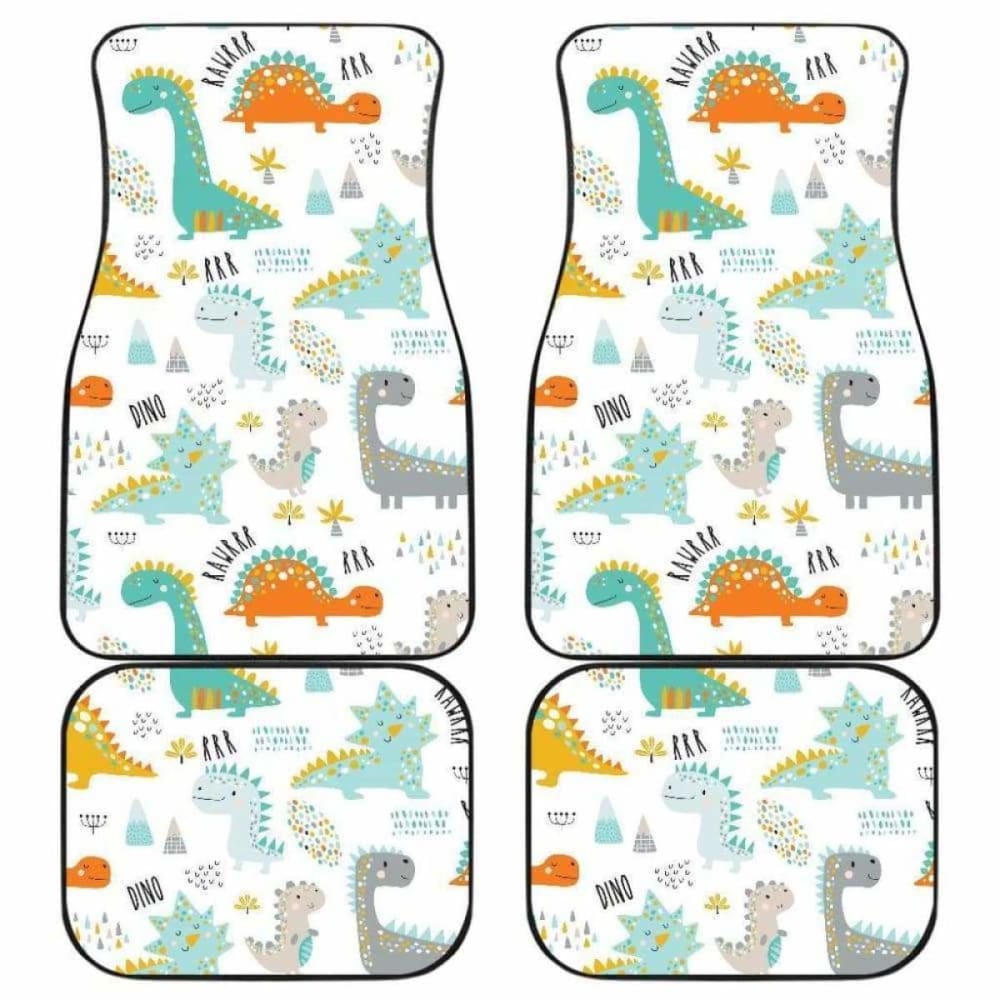 Cute Funny Kids Dinosaurs Pattern Front And Back Car Mats 154813 - YourCarButBetter