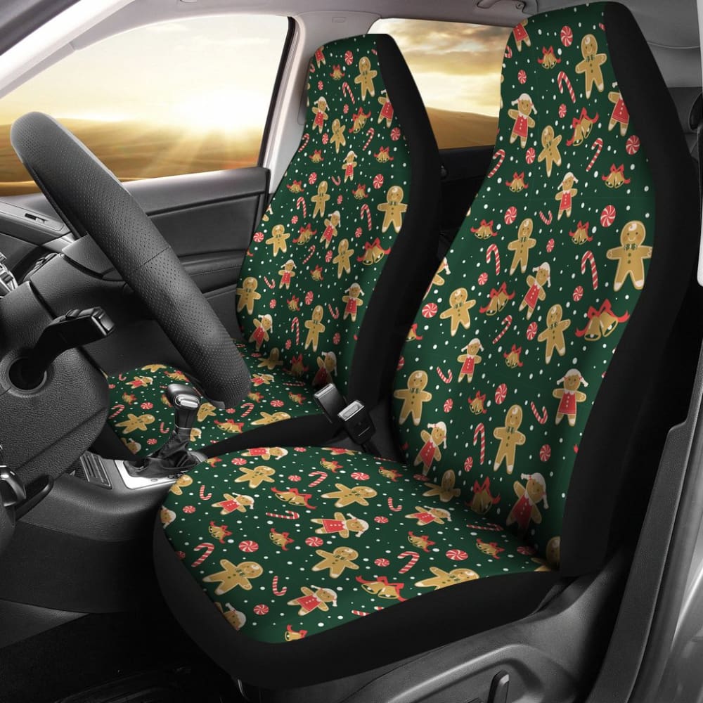 Cute Gingerbread Man Pattern Print Car Seat Covers 211201 - YourCarButBetter