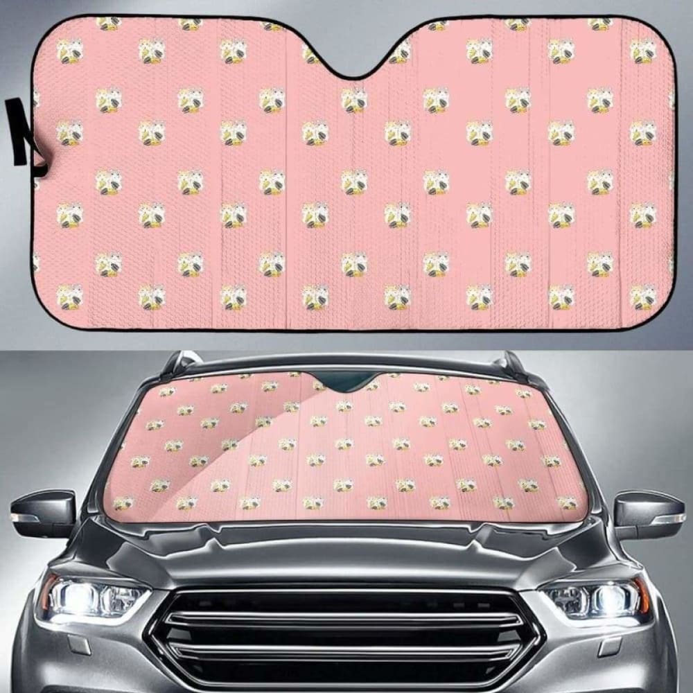 Cute Hamster Cheese Pattern Pink Background Car Auto Sun Shades 085424 - YourCarButBetter