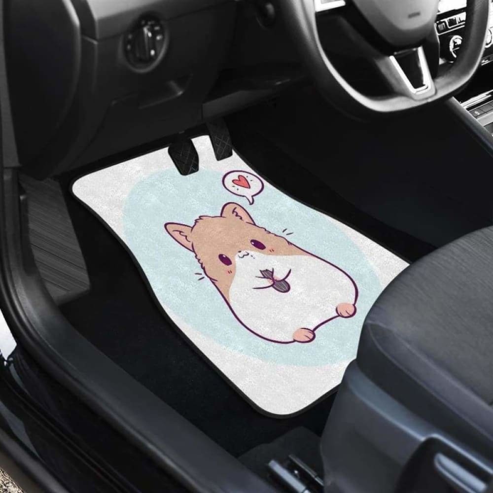 Cute Hamster Chibi In White Theme Car Floor Mats 181703 - YourCarButBetter