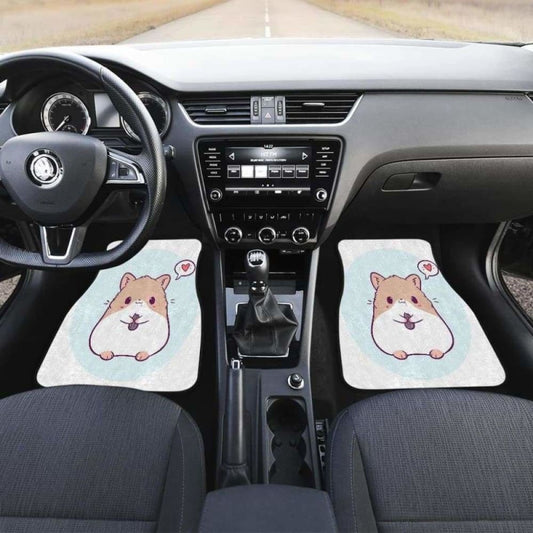 Cute Hamster Chibi In White Theme Car Floor Mats 181703 - YourCarButBetter