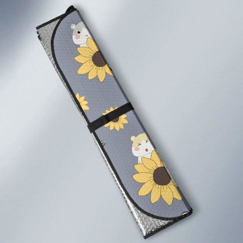 Cute Hamster Sunflower Pattern Background Car Auto Sun Shades 172609 - YourCarButBetter