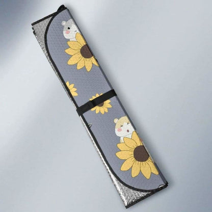 Cute Hamster Sunflower Pattern Background Car Auto Sun Shades 172609 - YourCarButBetter