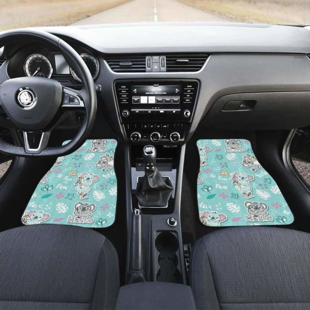 Cute Koalas Blue Background Pattern Front And Back Car Mats 174914 - YourCarButBetter