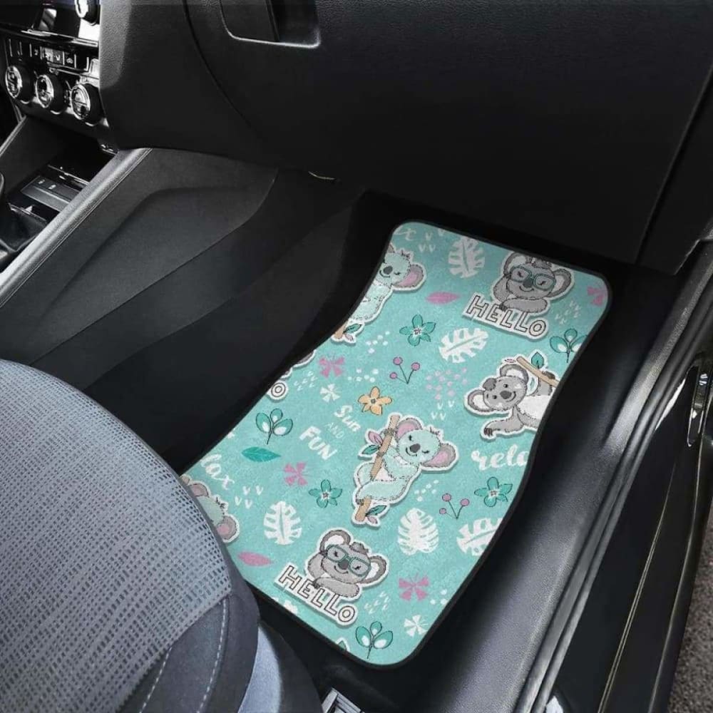 Cute Koalas Blue Background Pattern Front And Back Car Mats 174914 - YourCarButBetter
