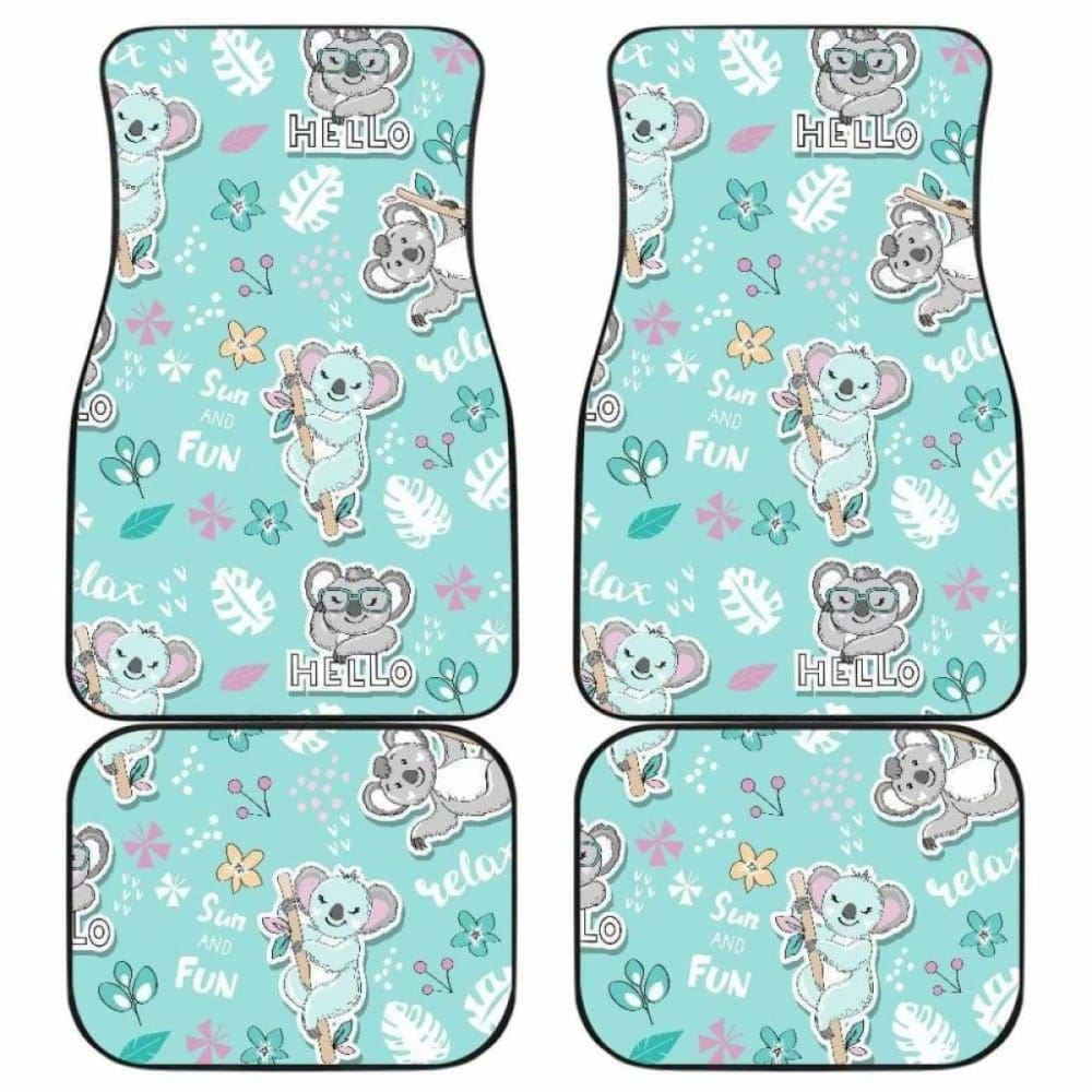 Cute Koalas Blue Background Pattern Front And Back Car Mats 174914 - YourCarButBetter