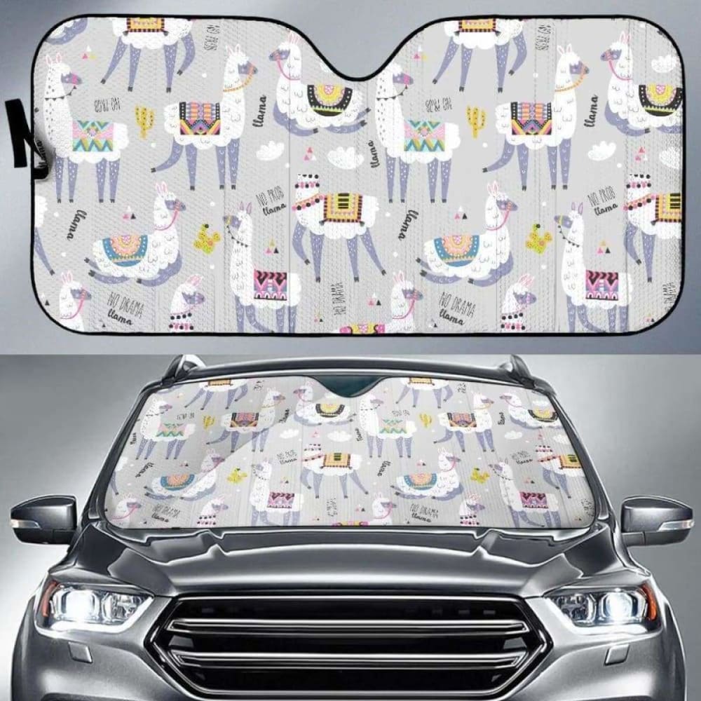 Cute Llama Alpaca Pattern Car Auto Sun Shades 103406 - YourCarButBetter