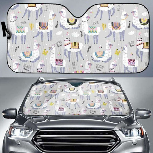 Cute Llama Alpaca Pattern Car Auto Sun Shades 103406 - YourCarButBetter
