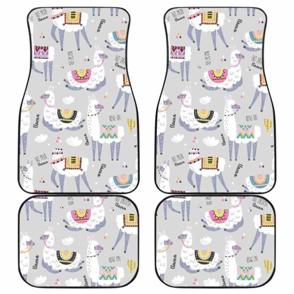 Cute Llama Alpaca Pattern Front And Back Car Mats 194013 - YourCarButBetter