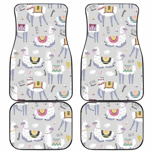 Cute Llama Alpaca Pattern Front And Back Car Mats 194013 - YourCarButBetter