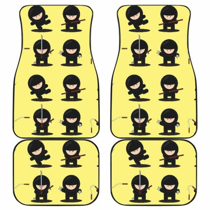 Cute Ninja Yellow Background Front And Back Car Mats 153908 - YourCarButBetter