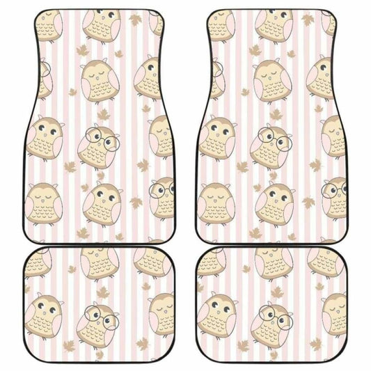Cute Owl Leaf Front And Back Car Mats 201216