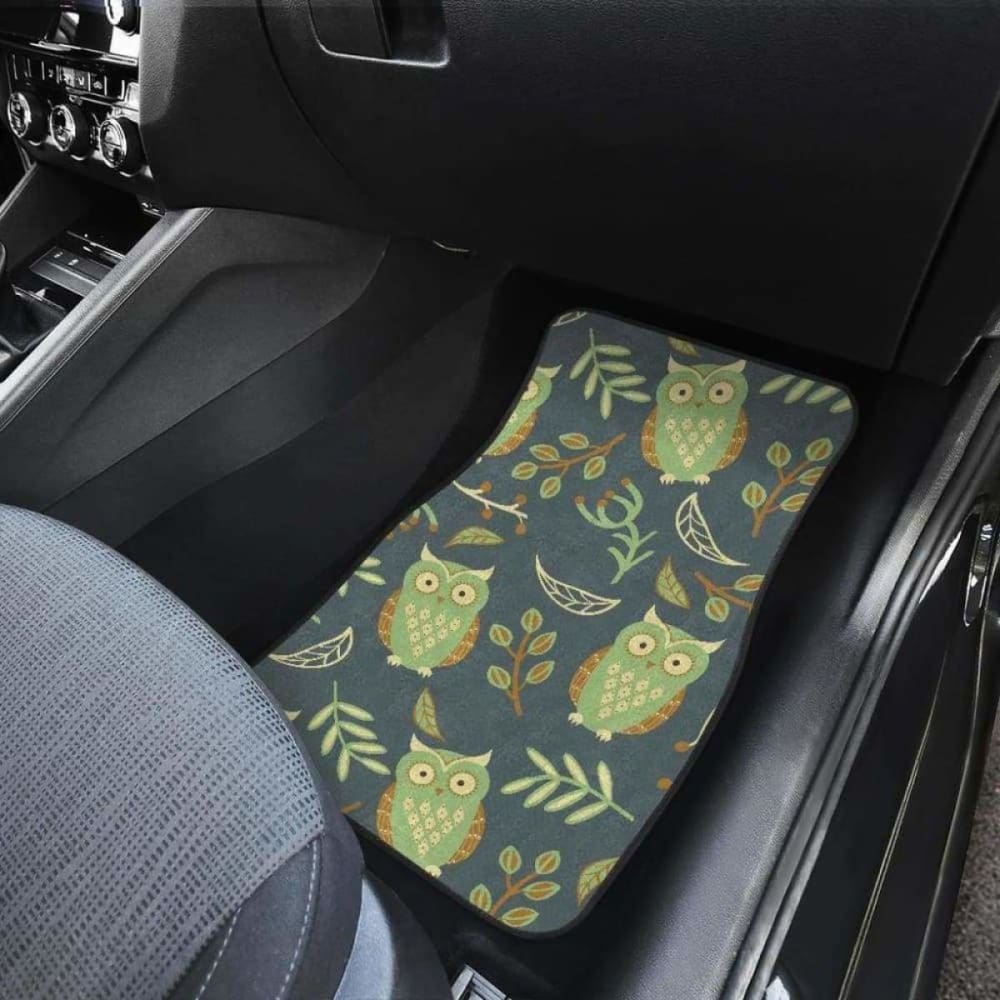 Cute Owls Leaves Pattern Front And Back Car Mats 201216
