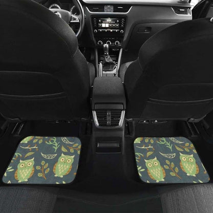 Cute Owls Leaves Pattern Front And Back Car Mats 201216