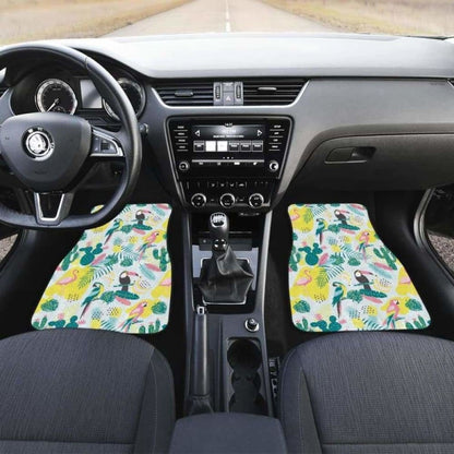Cute Parrot Toucan Flamingo Cactus Exotic Leaves Pattern Front And Back Car Mats 201010