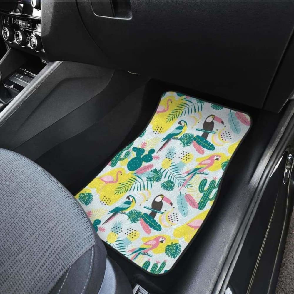 Cute Parrot Toucan Flamingo Cactus Exotic Leaves Pattern Front And Back Car Mats 201010