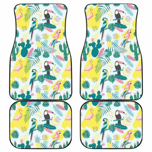 Cute Parrot Toucan Flamingo Cactus Exotic Leaves Pattern Front And Back Car Mats 201010