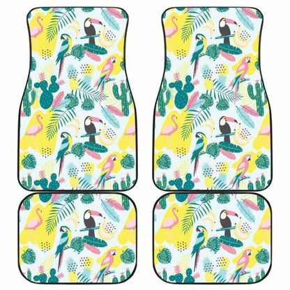 Cute Parrot Toucan Flamingo Cactus Exotic Leaves Pattern Front And Back Car Mats 201010