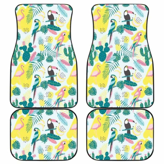Cute Parrot Toucan Flamingo Cactus Exotic Leaves Pattern Front And Back Car Mats 201010