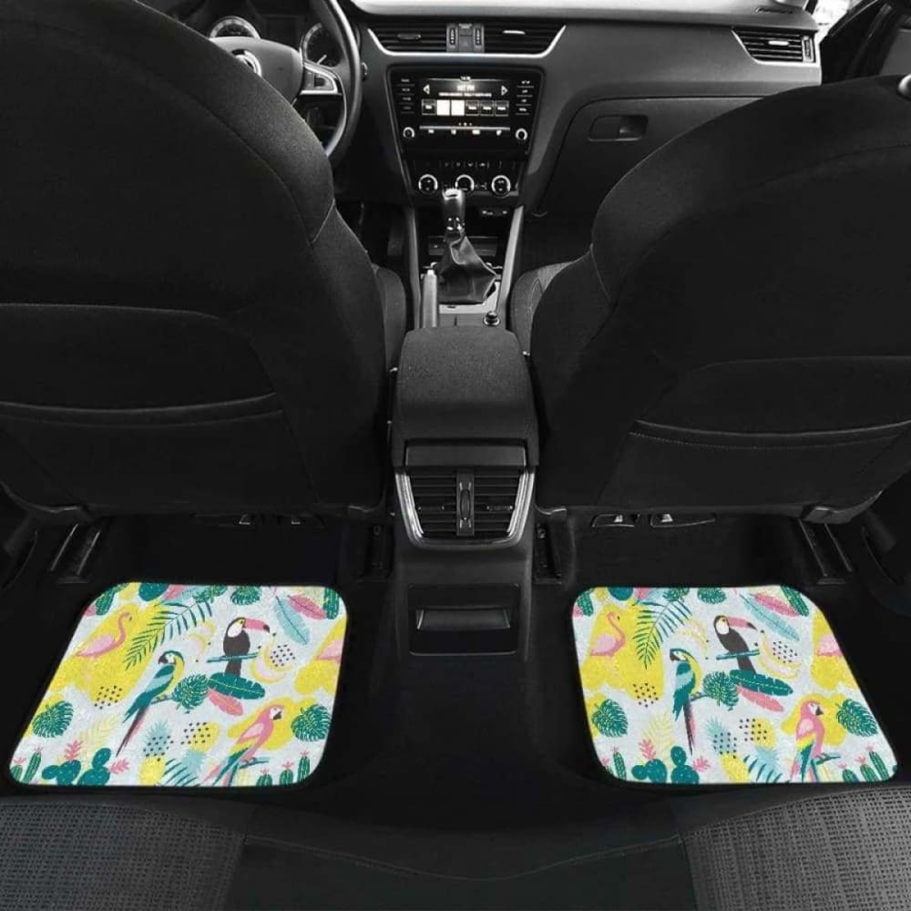 Cute Parrot Toucan Flamingo Cactus Exotic Leaves Pattern Front And Back Car Mats 201010