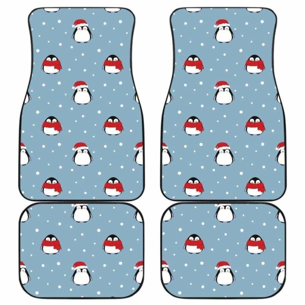 Cute Penguin Christmas Snow Pattern Front And Back Car Mats 160830 - YourCarButBetter
