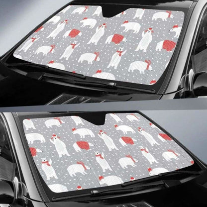 Cute Polar Bear Christmas Snow Pattern Car Auto Sun Shades 102507 - YourCarButBetter